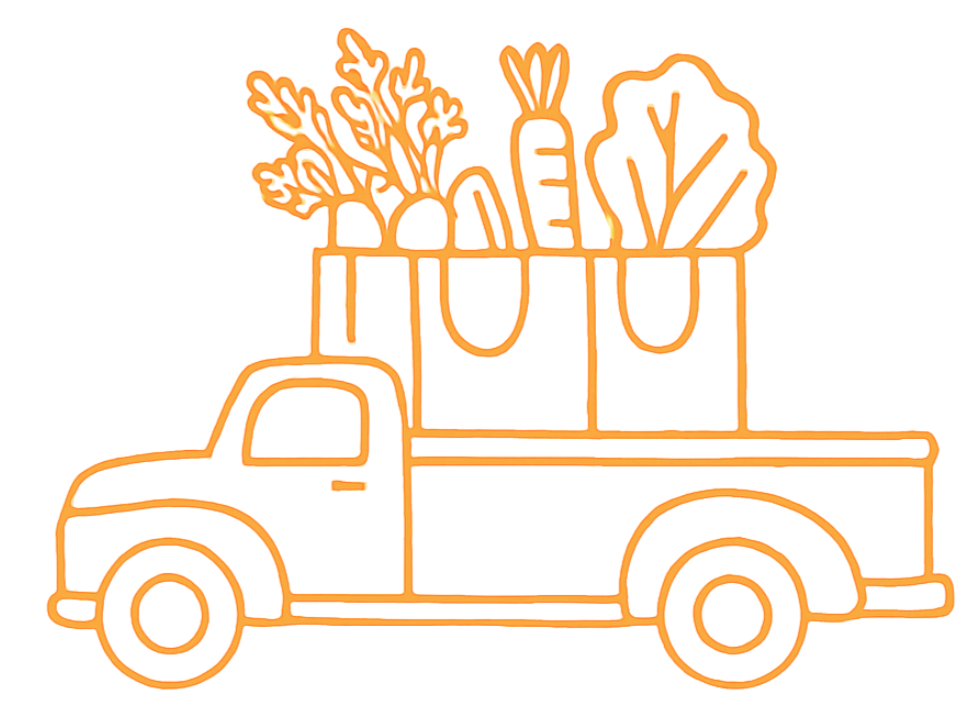 Illustration eines Lieferwagens mit Gemüse